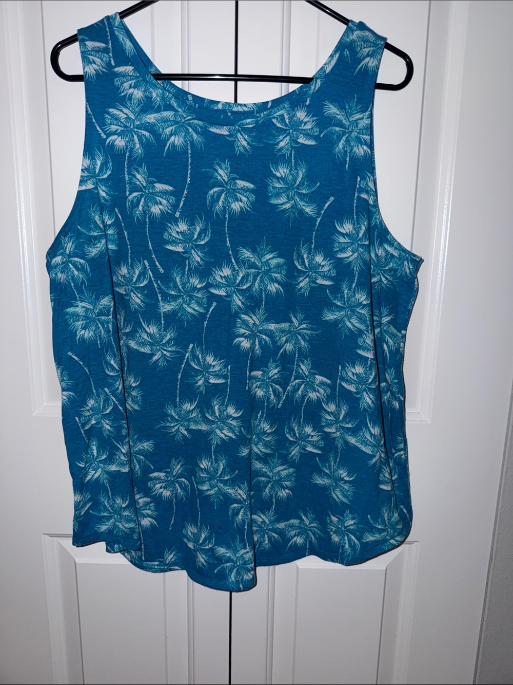 St. John's Bay Teal Palm-Print Sleeveless Tank